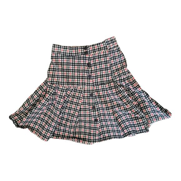 Vintage Y2K School Girl Plaid Skirt 90s Clueless Black Button Front Women Medium - Picture 2 of 10